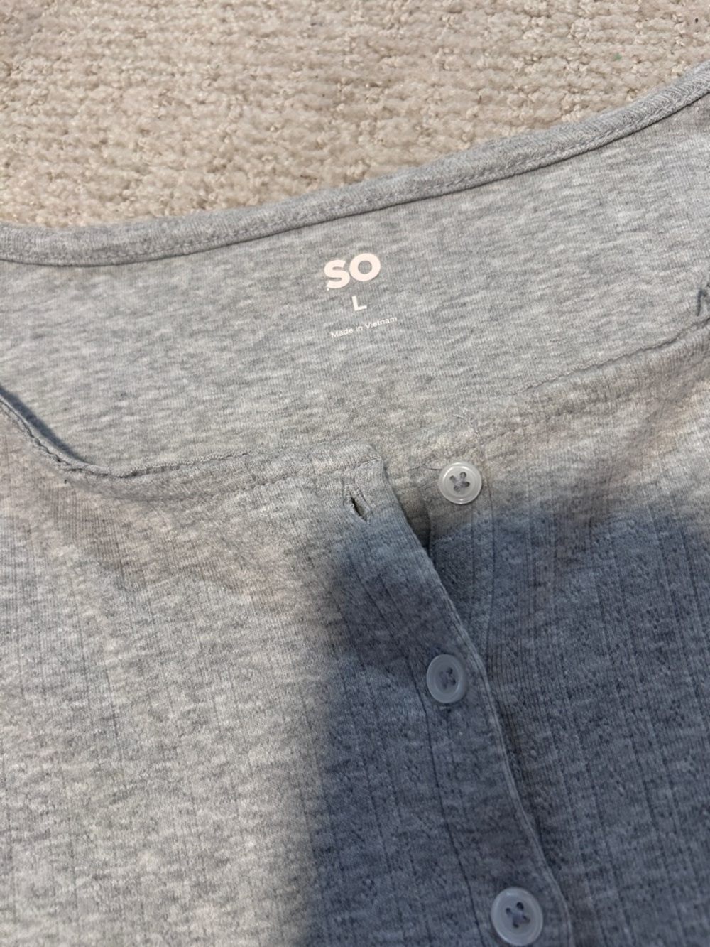 SO Gray Ribbed Long Sleeve Button-Up Tee - Picture 3 of 8